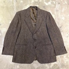 画像1: HERRINGBONE PATTERN WOOL TAILORED JACKET / Mens M~L / MADE IN TAIWAN (1)