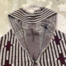 画像10: ALL OVER PATTERN HOODIE KNIT PONCHO / Mens L (10)