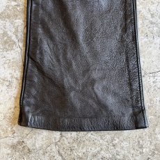 画像5: BLACK COLOR LEATHER FLARE DESIGN PANTS / W23 / MADE IN USA (5)