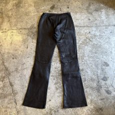 画像2: BLACK COLOR LEATHER FLARE DESIGN PANTS / W23 / MADE IN USA (2)