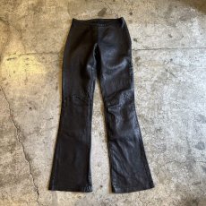 画像1: BLACK COLOR LEATHER FLARE DESIGN PANTS / W23 / MADE IN USA (1)