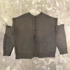 画像2: SLEEVE GIMMICK NO COLLAR DAMAGE KNIT CARDIGAN / Mens XL (2)