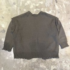 画像3: SLEEVE GIMMICK NO COLLAR DAMAGE KNIT CARDIGAN / Mens XL (3)