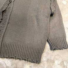 画像7: SLEEVE GIMMICK NO COLLAR DAMAGE KNIT CARDIGAN / Mens XL (7)