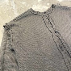 画像4: SLEEVE GIMMICK NO COLLAR DAMAGE KNIT CARDIGAN / Mens XL (4)