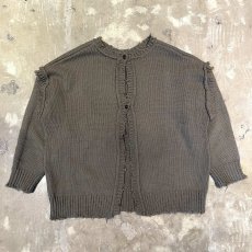 画像1: SLEEVE GIMMICK NO COLLAR DAMAGE KNIT CARDIGAN / Mens XL (1)