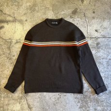 画像1: 3 COLOR LINE POINT DESIGN KNIT SWEATER / Ladies L(M) (1)