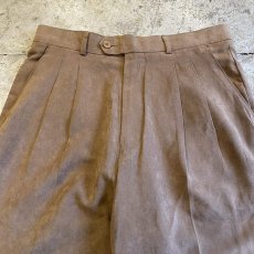 画像4: FAUX SUEDE LEATHER 2 TUCK DESIGN SLACKS HALF PANTS / W29 (4)