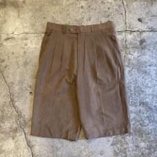 画像1: FAUX SUEDE LEATHER 2 TUCK DESIGN SLACKS HALF PANTS / W29 (1)