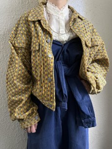 画像12: OLD ALL OVER PATTERN DESIGN CORDUROY JACKET / Ladies L / MADE IN FRANCE (12)