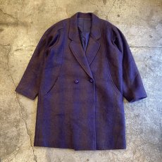 画像1: 2 TONE COLOR SHOULDER GATHER DESIGN MOHAIR DOUBLE JACKET / Ladies L (1)