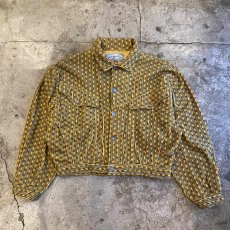 画像1: OLD ALL OVER PATTERN DESIGN CORDUROY JACKET / Ladies L / MADE IN FRANCE (1)