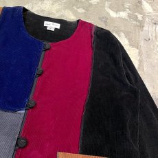 画像4: CORDUROY PATCHWORK NO COLLAR CARDIGAN / Mens XL (4)