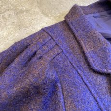 画像6: 2 TONE COLOR SHOULDER GATHER DESIGN MOHAIR DOUBLE JACKET / Ladies L (6)