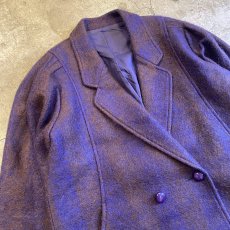 画像3: 2 TONE COLOR SHOULDER GATHER DESIGN MOHAIR DOUBLE JACKET / Ladies L (3)