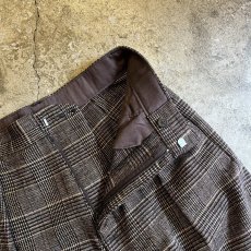 画像8: BROWN COLOR 1 TUCK DESIGN GLEN CHECK PATTERN SLACKS PANTS / W28 (8)