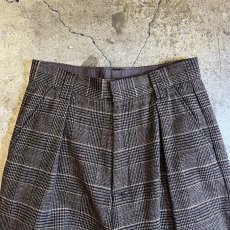 画像6: BROWN COLOR 1 TUCK DESIGN GLEN CHECK PATTERN SLACKS PANTS / W28 (6)