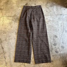 画像2: BROWN COLOR 1 TUCK DESIGN GLEN CHECK PATTERN SLACKS PANTS / W28 (2)