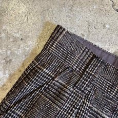 画像7: BROWN COLOR 1 TUCK DESIGN GLEN CHECK PATTERN SLACKS PANTS / W28 (7)