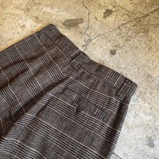 画像10: BROWN COLOR 1 TUCK DESIGN GLEN CHECK PATTERN SLACKS PANTS / W28 (10)