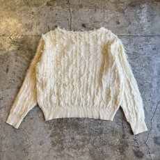 画像1: ALL OVER FRINGE LINE DESIGN COTTON KNIT SWEATER / Ladies M  (1)