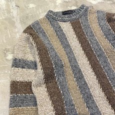 画像3: MULTI STRIPE PATTERN WOOL KNIT SWEATER / Mens M(L) / MADE IN ENGLAND (3)