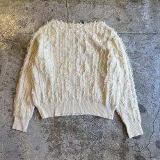 画像2: ALL OVER FRINGE LINE DESIGN COTTON KNIT SWEATER / Ladies M  (2)