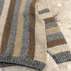 画像6: MULTI STRIPE PATTERN WOOL KNIT SWEATER / Mens M(L) / MADE IN ENGLAND (6)