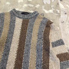 画像4: MULTI STRIPE PATTERN WOOL KNIT SWEATER / Mens M(L) / MADE IN ENGLAND (4)