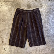 画像1: IVY STRIPE DESIGN WOOL SLACKS HALF PANTS / W28 (1)