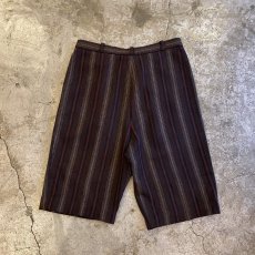 画像2: IVY STRIPE DESIGN WOOL SLACKS HALF PANTS / W28 (2)