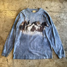 画像1: HORSE FRONT PRINT ART DESIGN L/S TEE / Ladies L (1)