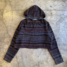 画像1: MULTI BODER COLOR SHORT HOODIE / Ladies M (1)