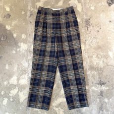 画像1: ALL OVER CHECK PATTERN 2TUCK SLACKS / W30 (1)