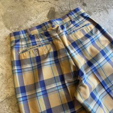 画像9: COLOR CHECK PATTERN 2 TUCK DESIGN SLACKS PANTS / W28 (9)