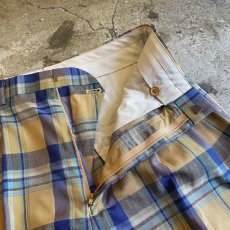 画像7: COLOR CHECK PATTERN 2 TUCK DESIGN SLACKS PANTS / W28 (7)