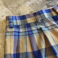 画像6: COLOR CHECK PATTERN 2 TUCK DESIGN SLACKS PANTS / W28 (6)