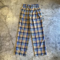 画像1: COLOR CHECK PATTERN 2 TUCK DESIGN SLACKS PANTS / W28 (1)