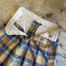 画像8: COLOR CHECK PATTERN 2 TUCK DESIGN SLACKS PANTS / W28 (8)