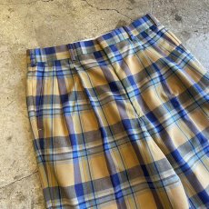 画像3: COLOR CHECK PATTERN 2 TUCK DESIGN SLACKS PANTS / W28 (3)