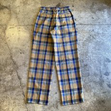 画像2: COLOR CHECK PATTERN 2 TUCK DESIGN SLACKS PANTS / W28 (2)