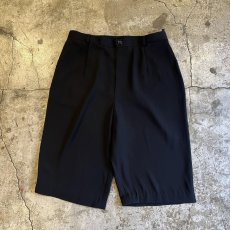 画像1: 1 TUCK DESIGN BLACK COLOR SLACKS HALF PANTS / W29~W33 (1)