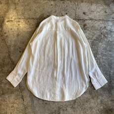 画像2: NO COLLAR PLEATS DRESS DESIGN L/S SHIRT / Ladies L (2)