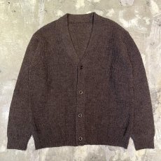 画像1: DARK BROWN COLOR KNIT CARDIGAN / Mens XL (1)