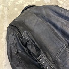 画像8: REAL LEATHER SIDE LACE UP DOUBLE RIDERS JACKET / Mens XL (8)