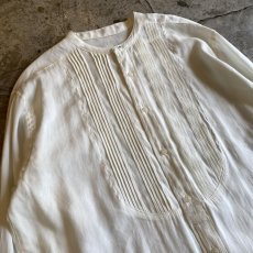 画像3: NO COLLAR PLEATS DRESS DESIGN L/S SHIRT / Ladies L (3)