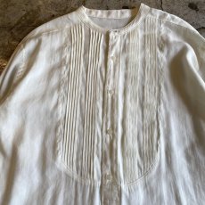 画像4: NO COLLAR PLEATS DRESS DESIGN L/S SHIRT / Ladies L (4)