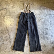 画像2: 1 TUCK DESIGN BLACK COLOR SUSPENDER SLACKS PANTS / W34 (2)