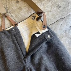 画像11: OLD【WOOL RICH】ALL OVER HERRINGBONE PATTERN WOOL SUSPENDER DESIGN PANTS / W29 (11)