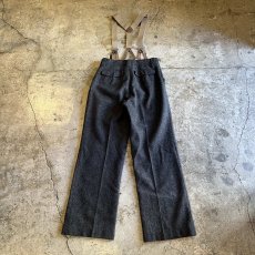 画像2: OLD【WOOL RICH】ALL OVER HERRINGBONE PATTERN WOOL SUSPENDER DESIGN PANTS / W29 (2)